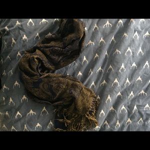 Lightweight gold and navy scarf